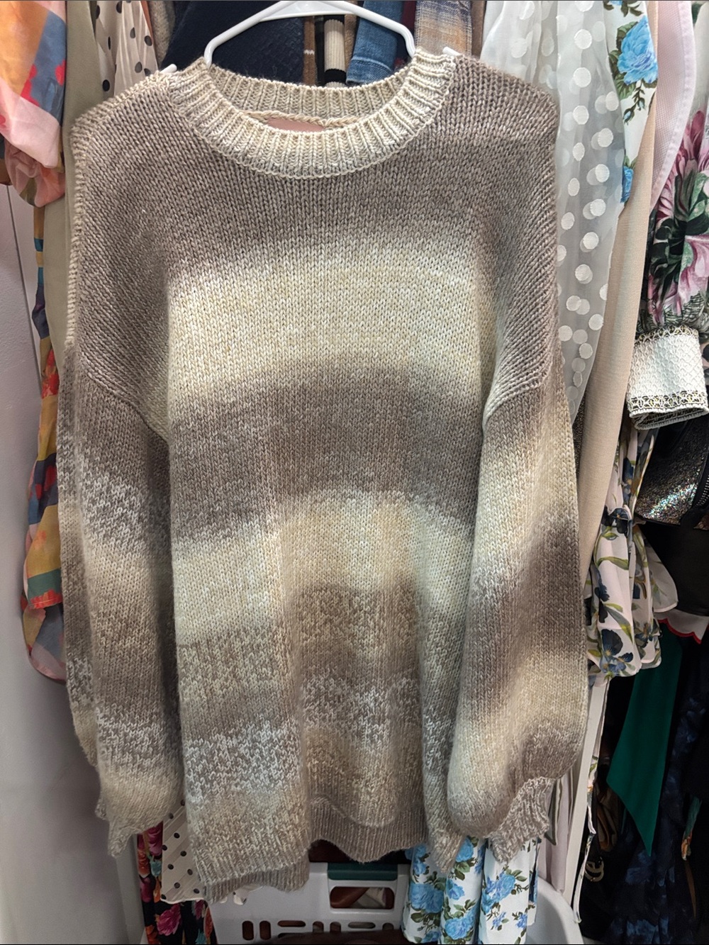 Show Me Your MuMu Cream and Brown Ombre Crewneck Sweater